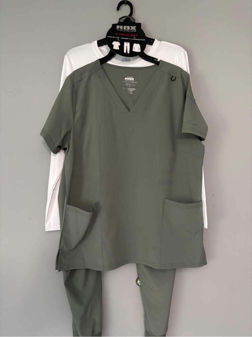 RBX Women’s Olive Green V-Neck Scrub Top